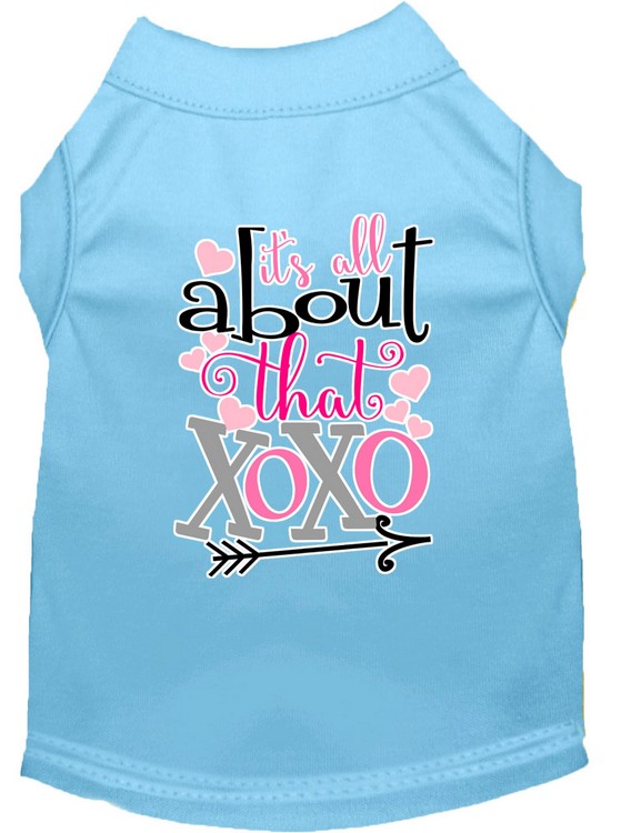 All about that XOXO Screen Print Dog Shirt Baby Blue Med